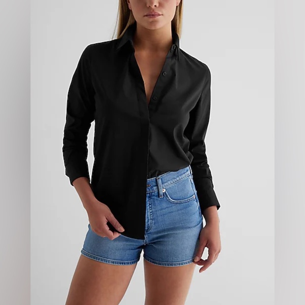 Express Slim Portofino Shirt - Black, Size Small, Like New Without Tags
